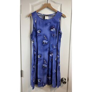 Vintage Y2K Expressions Sleeveless Blue Purple Floral Dress Women's Size 16